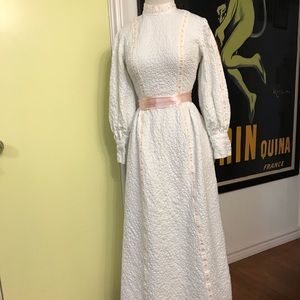 Handmade vintage Gunne Sax style white pink dress